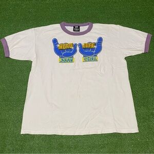 Vintage 2004 John Cena Word Life WrestleMania XX WWE Wrestling Ringer Tee XL Y2K